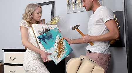 The installation of the painting ended with passionate sex