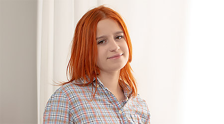 Redhead babe gets analyzed after shoot
