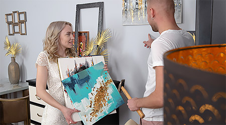 The installation of the painting ended with passionate sex